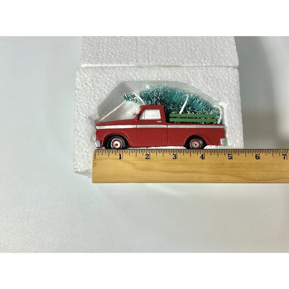 Department 56 Tree On Red Pickup Truck, Here Comes Christmas Village Decoration